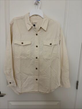 Club Room Cream Button-Front Utility Shirt Jacket